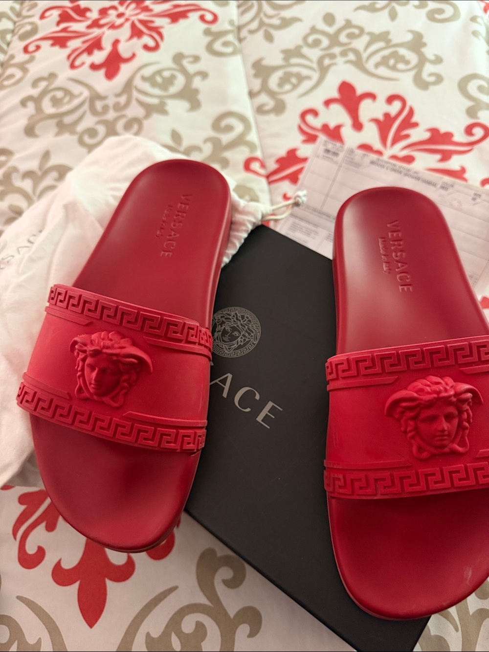 Versace Red Medusa Rubber Slides